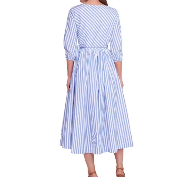 STAUD Jodie Striped Wrap Midi-Dress, S, NWT - Picture 2 of 8